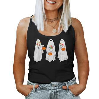 Vintage Cute Ghost Floral Halloween Costume Women Tank Top | Mazezy CA