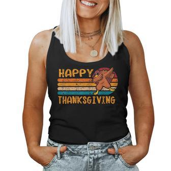 Vintage Dabbing Turkey Thanksgiving Day Pilgrim Boys Girls Women Tank Top | Mazezy