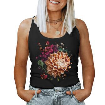 Vintage Dahlia Inspired Flower Plant Lover Gardening Plant Lover Women Tank Top | Mazezy