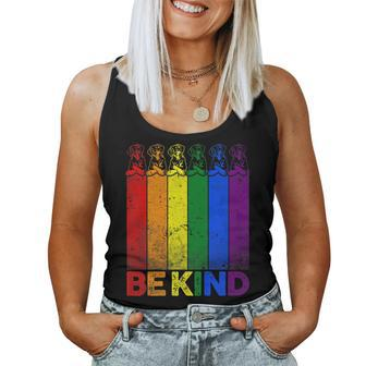 Vintage Doberman Rainbow Flag Be Kind Lgbt Pride Women Tank Top | Mazezy