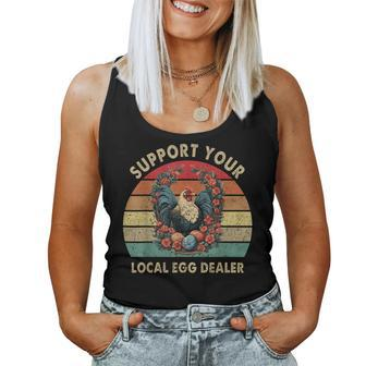 Vintage Farmer Chicken Lover Support Your Local Egg Dealer Women Tank Top | Mazezy