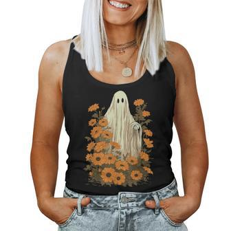 Vintage Floral Ghost Ghost In The Forest Gothic Halloween Women Tank Top - Monsterry UK