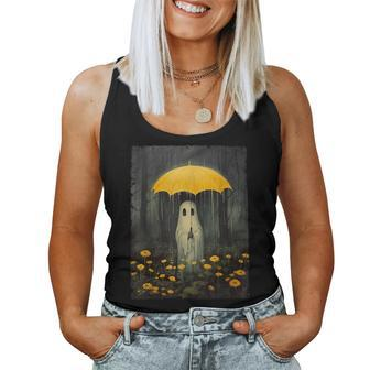 Vintage Floral Ghost Halloween Ghost In The Forest Gothic Halloween Women Tank Top | Mazezy