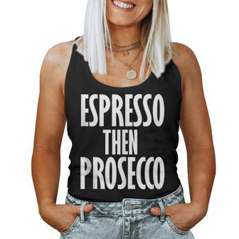 Vintage Espresso Then Prosecco Wine Coffee Lover Women Tank Top | Mazezy
