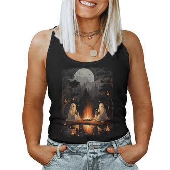Vintage Ghost Book Reading Camping Gothic Halloween Teachers Women Tank Top | Mazezy