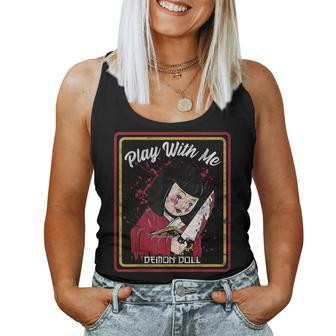 Vintage Horror Play With Me Haunted Ichimatsu Doll Haunted Women Tank Top | Mazezy