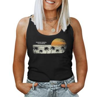 Vintage Mission Beach Ca Ocean Sunset And Palm Trees Women Tank Top | Mazezy