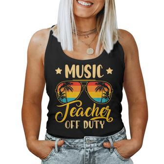 Vintage Music Teacher Off Duty Last Day Of School Summer Women Tank Top | Mazezy