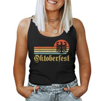 Vintage Oktoberfest German Flag Beer Drinking Women Tank Top - Seseable
