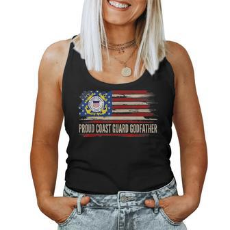 Vintage Proud Coast Guard Godfather American Flag Women Tank Top | Mazezy AU