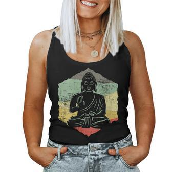 Vintage Retro Style Buddha Meditation Idea Women Tank Top | Mazezy