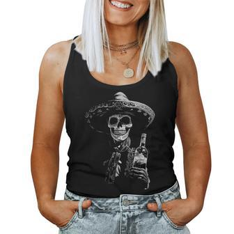 Vintage Skeleton Tequila Mexico Dia De Los Muertos Mexican Women Tank Top | Mazezy