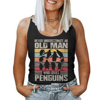 Vintage Never Underestimate An Old Man Who Loves Penguins Women Tank Top | Mazezy