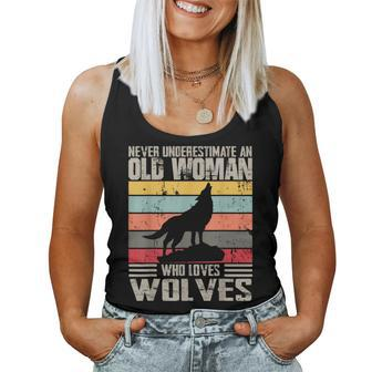 Vintage Never Underestimate An Old Woman Who Loves Wolves Women Tank Top | Mazezy