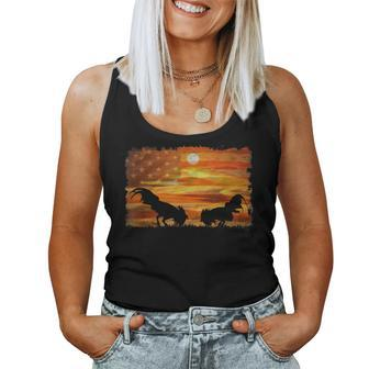 Vintage Us Flag Game Fowl Sparring Sunset Gamefowl Gallero Women Tank Top Basic Casual Daily Weekend Graphic - Seseable