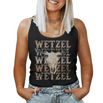 Vintage Western Country Music Wetzel Bull Skull Women Tank Top | Mazezy