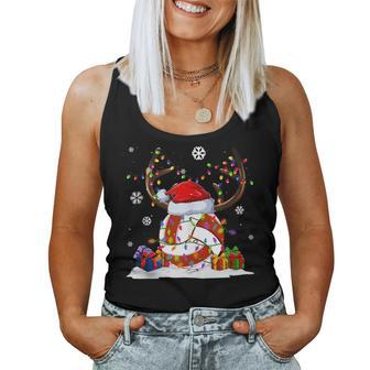 Volleyball Lovers Reindeer Santa Hat Ugly Christmas Sweater Women Tank Top - Monsterry AU