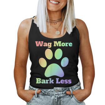 Wag More Bark Less Dog Mom Rescue Puppy Shelter Rainbow Women Tank Top Basic Casual Daily Weekend Graphic - Thegiftio UK