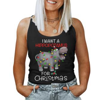 I Want A Hippopotamus For Christmas Xmas Hippo For Kid Women Women Tank Top | Mazezy