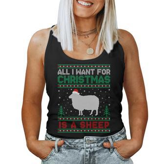 All I Want For Xmas Is A Sheep Ugly Christmas Sweater Women Tank Top | Mazezy