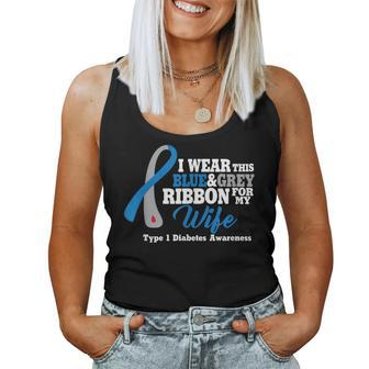 I Wear Blue And Gray For My Wife Type 1 Diabetes Women Tank Top | Mazezy