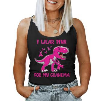 I Wear Pink For My Grandma Dino T Rex Breast Cancer Boys Women Tank Top - Seseable