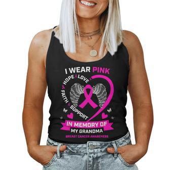 I Wear Pink In Memory Of My Grandma Breast Cancer Awareness Women Tank Top - Seseable