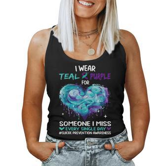 I Wear Teal And Purple Suicide Awareness Butterfly Support Women Tank Top - Thegiftio UK