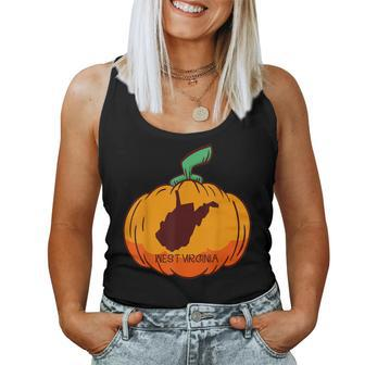 West Virginia Us State Pumpkin Halloween Fall Season Halloween Women Tank Top | Mazezy