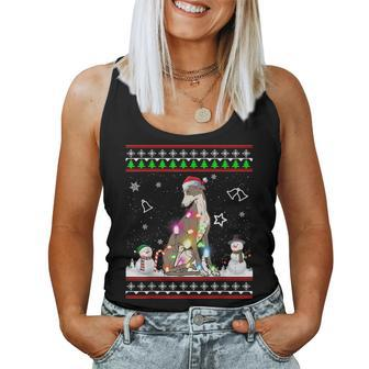 Whippet Dog Christmas Lights Ugly Christmas Sweater Women Tank Top - Seseable