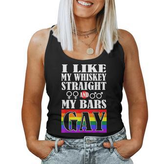 I Like My Whiskey Straight My Bars Gay Pride Lgbtq Women Tank Top | Mazezy