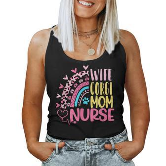 Wife Corgi Mom Nurse Nurses Day Leopard Rainbow Women Tank Top | Mazezy