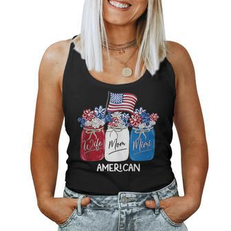 Wife Mom Mimi Flowers With American Flag 4Th Of July Women Tank Top | Mazezy AU