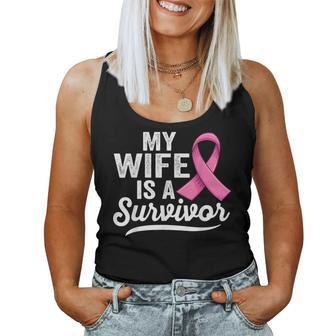My Wife Is A Survivor Of Support Breast Cancer Awareness Women Tank Top - Thegiftio UK