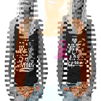 My Wife Is A Survivor Of Support Breast Cancer Awareness Women Tank Top - Thegiftio