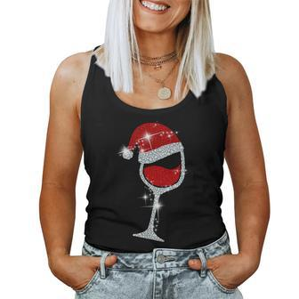 Wine Glasses Santa Hat Christmas Wine Lover Women Tank Top - Thegiftio UK