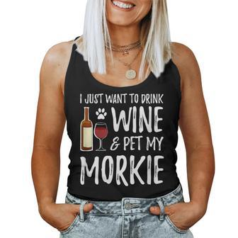 Wine And Morkie Dog Mom Or Dog Dad Idea Women Tank Top - Seseable