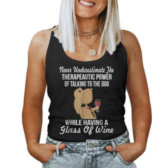 Wine Never Underestimate The Therapeautic Power Women Tank Top Basic Casual Daily Weekend Graphic - Seseable