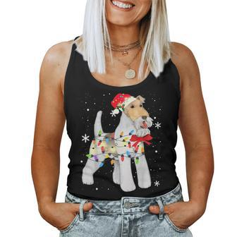 Wire Hair Fox Terrier Dog Christmas Light Xmas Mom Dad For Mom Women Tank Top | Mazezy