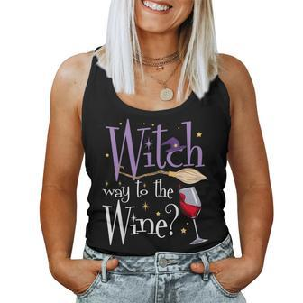 Witch Way To The Wine Halloween Drinking For Wiccan Witches Women Tank Top - Seseable