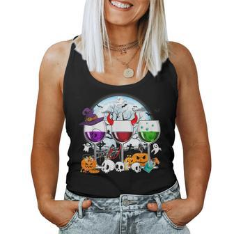 Witch Way To The Wine Three Glasses Halloween Costume Women Tank Top - Monsterry UK