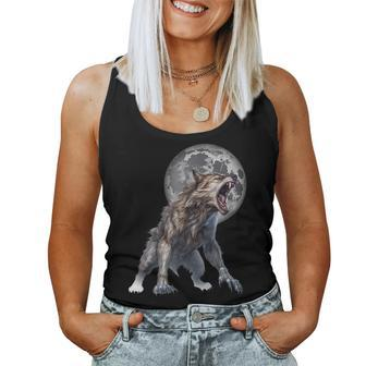The Wolf Howled At The Moon Halloween Night Halloween Women Tank Top | Mazezy