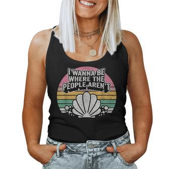 Women Funny Vintage Retro I Wanna Be Where The People Arent Women Tank Top Basic Casual Daily Weekend Graphic - Thegiftio UK