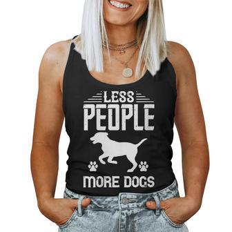 Womens Dog Lover Funny Gift - Less People More Dogs Women Tank Top Basic Casual Daily Weekend Graphic - Thegiftio UK