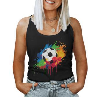 Women's And Men's Soccer Ball With Paint Splash Women Tank Top | Mazezy