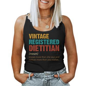 Womens Vintage Registered Dietitian Knows More Than She Says Funny Women Tank Top Basic Casual Daily Weekend Graphic - Thegiftio UK