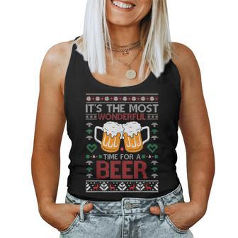 Wonderful Time For A Beer Ugly Christmas Sweaters Women Tank Top - Seseable