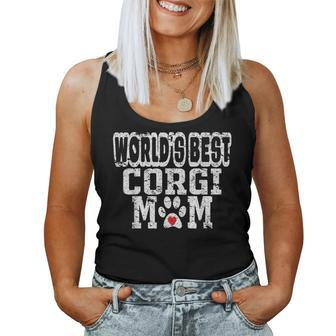 Worlds Best Corgi Mom Distressed Women Tank Top | Mazezy