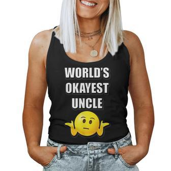 Worlds Okayest Uncle Sarcastic Women Tank Top | Mazezy