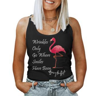 Wrinkles Only Go Where Smiles Have Been Flamingo Women Tank Top - Seseable